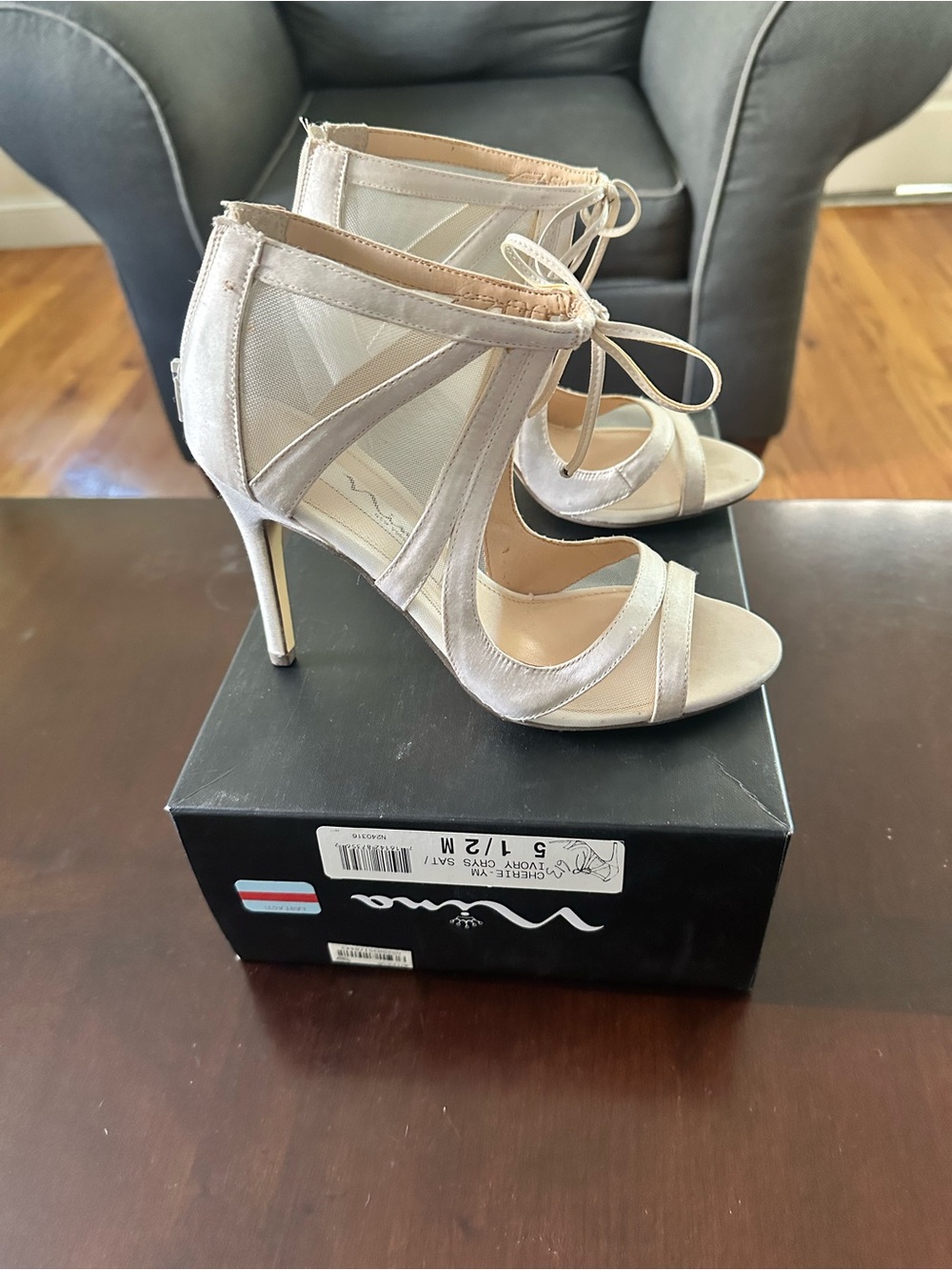 Nina Taupe Lace-Up Strappy High Heel Sandals